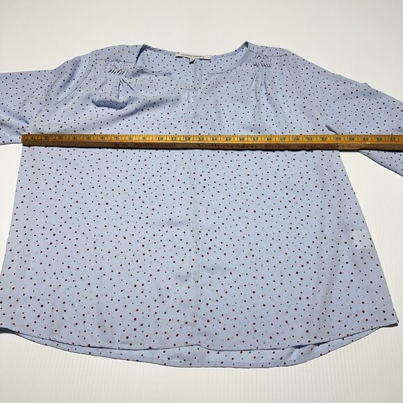 Collective Concepts Womens Blue Red Polka Dot Blouse Split Neck Popover Size XL - Picture 7 of 10